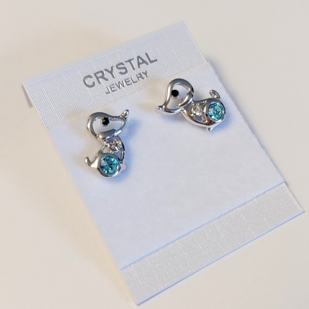 ❗SALE❗Swarovski Crystal Blue Dog Earrings